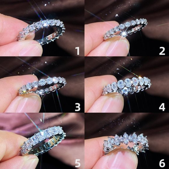🍁 Hot Shiny Moissanite Zircon Eternity Rings for Women, PD578 - Picture 5 of 5